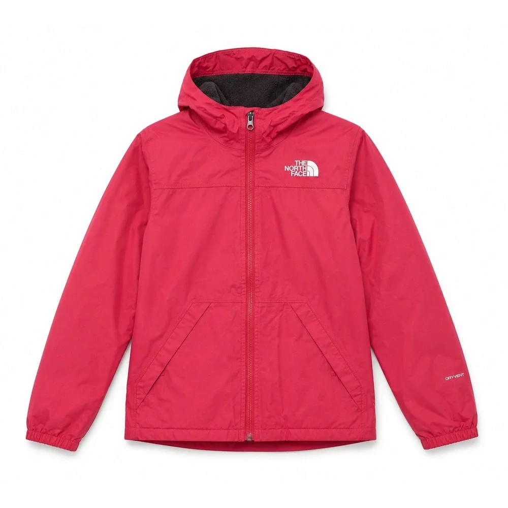 The North Face Girls DryVent Hooded Fleece Lined Rain Jacket Pink Size M 10/12